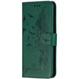 Feather patroon Litchi textuur horizontale Flip lederen draagtas met portemonnee & houder & kaartsleuven voor Huawei Y6 (2019)/Honor Play 8A (groen)