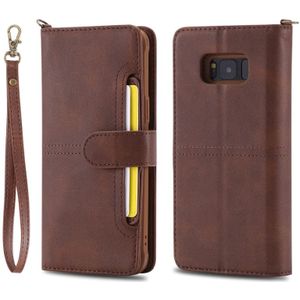 Voor Galaxy S8 multifunctioneel afneembaar magnetisch horizontaal lederen tas met kaartsleuven & houder & portemonnee & fotoframe(koffie)