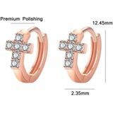 2 paar K25 Diamond Cross Ear Buckle Circle Stud Earrings (White Gold)