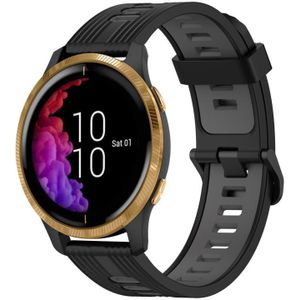 Voor Garmin Venu 20 mm verticaal patroon tweekleurige siliconen horlogeband (zwart+grijs)