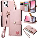 Voor iPhone 7 / 8 / SE 2022 Love Zipper Lanyard lederen telefoonhoes