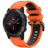 Voor Garmin Fenix 5X Sapphire 26mm tweekleurige sport siliconen horlogeband (oranje + zwart)