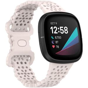 Voor Fitbit Versa 4/3/Sense 1/2 Lace uitgeholde siliconen horlogeband (officile maanwit)