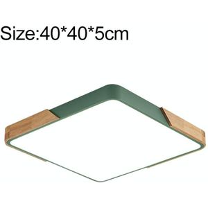 Wood Macaron LED Square Ceiling Lamp  Stepless Dimming  Size:40cm(Green)
