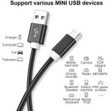 5 stks Mini USB naar USB Een geweven gegevens / laadkabel voor MP3  Camera  Auto DVR  Lengte: 3M (ROSE GOUD)