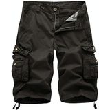 Zomer Multi-pocket Solid Color Loose Casual Cargo Shorts voor mannen (kleur: donkergrijs formaat: 38)