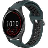 Voor Garmin Vivoactive4 22 mm geperforeerde ademende sport siliconen horlogeband (olijfgroen + zwart)