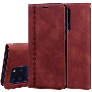 Voor Samsung Galaxy S20 Ultra Frosted Business Magnetic Horizontal Flip PU Leather Case met Holder & Card Slot & Lanyard(Brown)