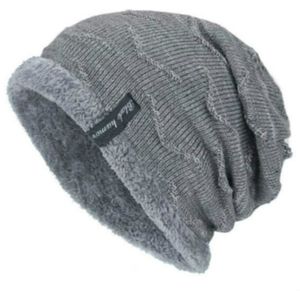 Winter Male Plus Velvet warme wollen hoed outdoor sport ski brei hoed  grootte: One size (grijs)