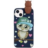 Voor iPhone 14 Plus schokbestendig Cartoon TPU-telefoonhoesje (blauwe uil)