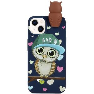 Voor iPhone 14 Plus schokbestendig Cartoon TPU-telefoonhoesje (blauwe uil)