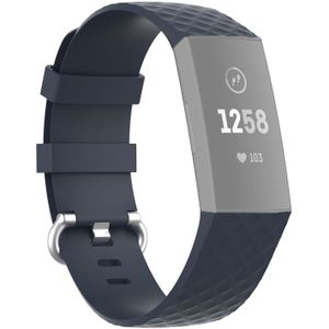 18mm Silver Color Buckle TPU Polsband horlogeband voor Fitbit Charge 4 / Charge 3 / Charge 3 SE (Blauw Grijs)