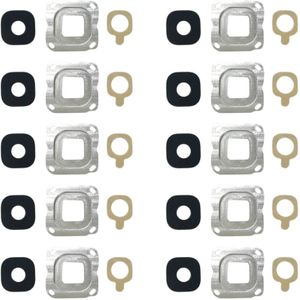 10 PCS terug camera bezel & lens cover met sticker voor Galaxy C7 (zilver)