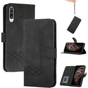 Voor Huawei P30 Cubic Skin Feel Flip Leather Phone Case (Black)