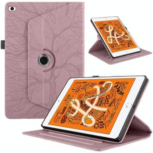 Voor iPad mini 5 / mini 4 / mini 3 Tree Life relif rotatie lederen slimme tablethoes (rosgoud)