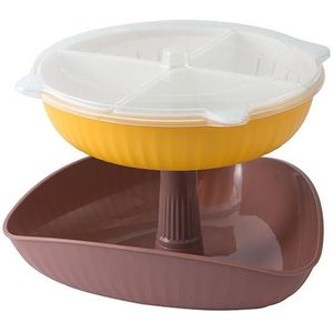 Plantaardige wassen drainerende mand split-grid roterende meerlaagse hot pot schotel tray + drain mand (roze)