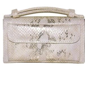 Dames Snake Pailletten Print Polszak Multifunctionele Ketting Een-schouder Diagonale Portemonnee (Rice White)