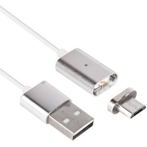 1m metaal hoofd magnetische Micro USB naar USB Data Sync laad Kabel Voor Samsung  Huawei  HTC  Xiaomi mobiele telefoons(zilver)