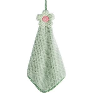 Koraal fluweel bloem handdoekjes schoonmaken doek absorberend vaatdoek (groen)