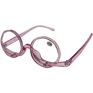 Make-up Vergrootglas Presbyope Bril Flip Swivel Leesbril  Graad: +100 (Violet Roze)