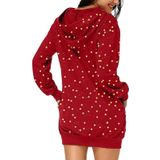 Vrouwen Kerst Elk Print Lange Mouwen Sweatshirt Jurk (Kleur: Rood Grootte: S)