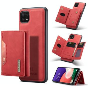 For Samsung Galaxy A22 5G DG.MING M2 Series 3-Fold Multi Card Bag + Magnetic Back Cover Shockproof Case with Wallet & Holder Function(Red)