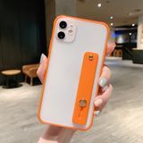 Schokbestendige acryl beschermhoes met polsbandhouder voor iPhone 12 Pro Max(Oranje)