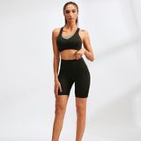 High Waist Yoga Slant Pocket Oefening Quick Dry Tight Elastic Fitness Shorts (Kleur: Kleurrijke Zwarte Maat: XL)