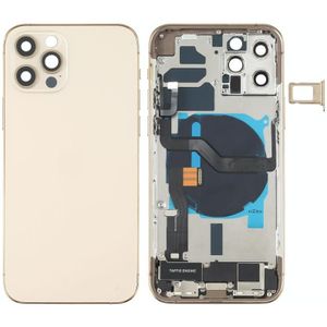 Batterij achterklep montage (met zijtoetsen  luide luidspreker  motor  cameralens  kaartlade  aan / uit-knop + volumeknop + oplaadpoort + draadloze oplaadmodule) voor iPhone 12 Pro (goud)
