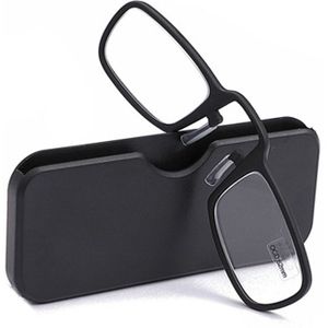 2 stks TR90 pince-nez leesbril Presbyopische bril met draagbare doos  graad: + 1.50 D (zwart)
