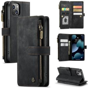 Caseme-C30 PU + TPU Multifunctionele Horizontale Flip Lederen Case met Houder & Card Slot & Portemonnee & Rits Pocket voor iPhone 13 (Zwart)