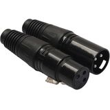 5 paar zwarte 3 pins XLR Audio kabel Connector mannelijk en vrouwelijk
