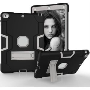 Voor iPad 4 / 3 / 2 siliconen + pc-beschermhoes met standaard (zwart + wit)