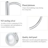 S925 Sterling Silver Shell Kralen Eenvoudige Oorbellen  Kleur: Wit