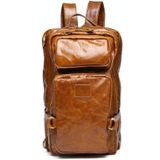 8856 Mannen Casual Cowhide Messenger Bag Multifunctionele Rugzak (Khaki Geel)