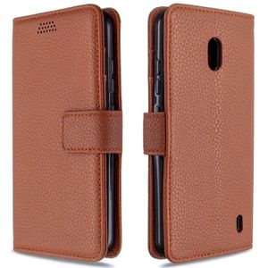 Voor Nokia 2.2 Litchi Texture Horizontale Flip Lederen case met Holder & Card Slots & Wallet & Photo Frame(Brown)