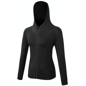 Herfst en Winter Rits Lange mouwen Hooded Sportjack voor Dames (Kleur: Zwart Plus Velvet Grootte: XXL)