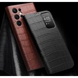 Voor Samsung Galaxy S22 Ultra 5G QIALINO Krokodil Patroon Lederen Telefoon Case (Bruin)