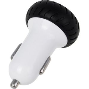 Mini wielen ontwerpen 5V 1.0a + 2.1a dubbele USB universele snelle auto-oplader voor telefoons / tabletten (wit + zwart)