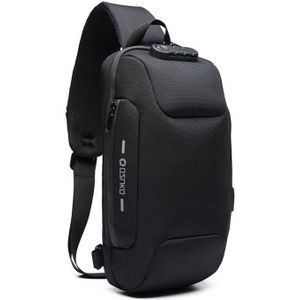 OZUKO 9223 Anti-theft Men Chest Bag Waterproof Crossbody Bag met externe USB-oplaadpoort  Stijl:Standaardformaat(Zwart)