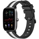 Voor Amazfit GTS 2 Mini 20 mm verticale tweekleurige siliconen horlogeband (zwart + wit)