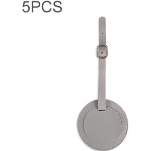 5 PCS Soft-Surface Leather Stitched Round Boarding Pass Luggage Tag(Grey)