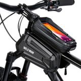 WILD MAN XT6 1.2L mountainbike EVA harde schaal waterdichte telefoon touchscreen bovenbuis tas (Twill patroon)