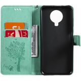 Voor Nokia 6.3 Boom & Kat Patroon Gedrukte Afdrukken Horizontale Flip PU Lederen Case met Houder & Card Slots & Wallet & Lanyard (Groen)