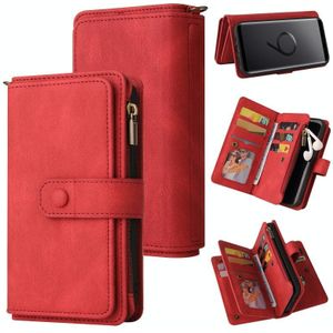 For Samsung Galaxy S9 Skin Feel PU + TPU Horizontal Flip Leather Case with Holder & 15 Cards Slot & Wallet & Zipper Pocket & Lanyard(Red)