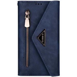 Voor Huawei P20 Pro Skin Feel Zipper Horizontale Flip Lederen case met Holder & Card Slots & Photo Frame & Lanyard & Long Rope(Blauw)