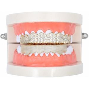 Hip-HopGold-Plated Micro-Inlaid Zircon 8 Gold Braces  Kleur: Gold Upper Teeth