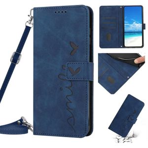 Voor Samsung Galaxy A03s 164mm Skin Feel Heart Pattern lederen telefoonhoes met lanyard