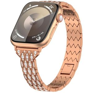 Voor Apple Watch SE 2023 44 mm Devil Eye diamanten armband metalen horlogeband (ros goud)