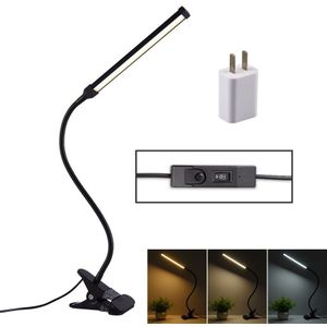 LED bureaulamp 8W opvouwbare oogbescherming tafellamp  USB plug-in versie + stekker (zwart)